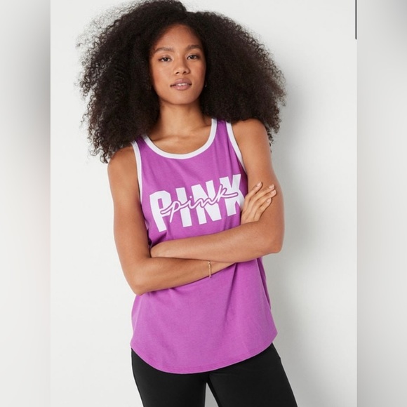 Victoria's Secret Pink SET House Party Racerback Tank & 6" Cotton Biker Shorts - Picture 6 of 12